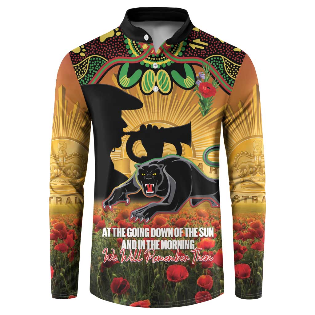 Personalised Panthers Rugby ANZAC Day Button Sweatshirt Last Post Poppy We Will Remember Them