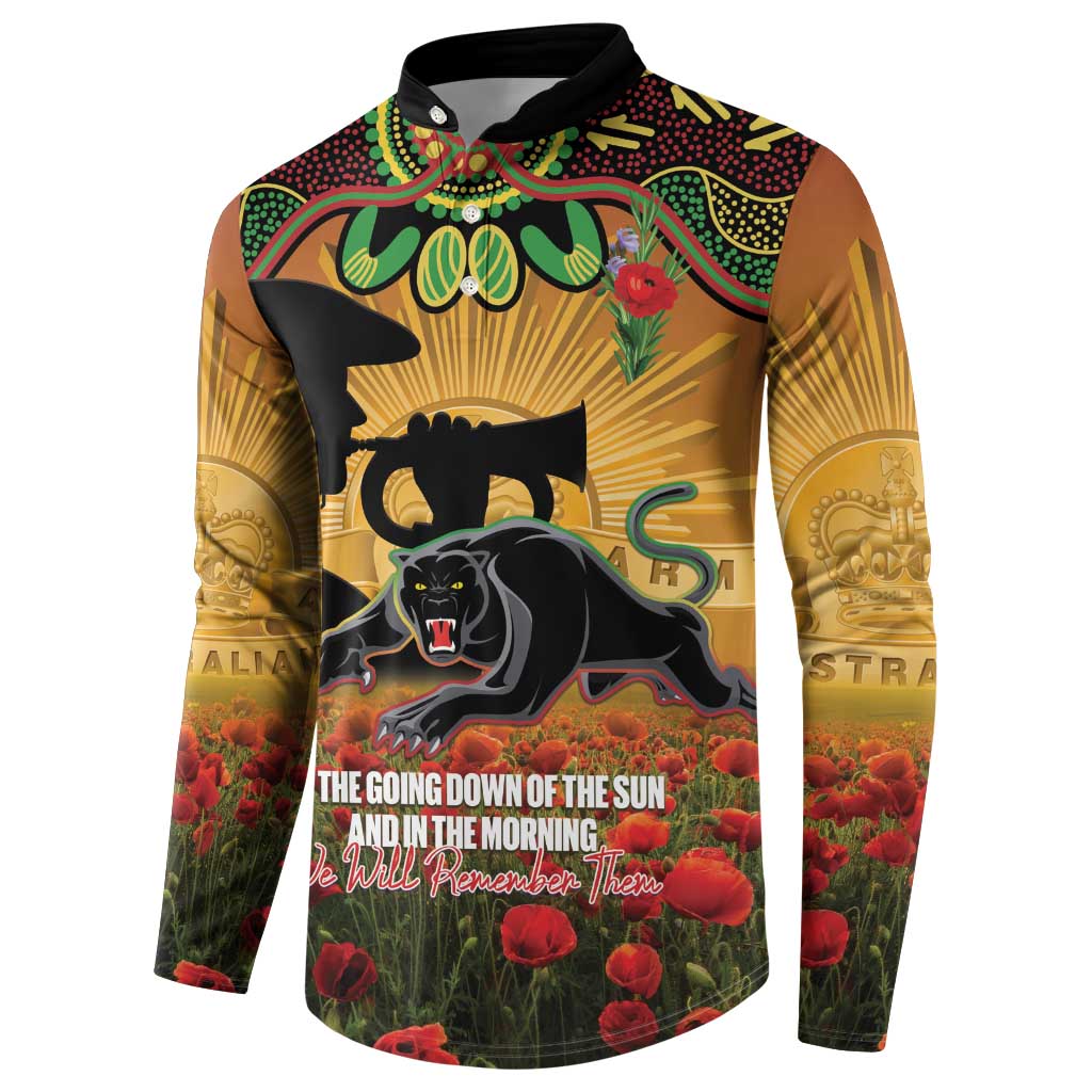 Personalised Panthers Rugby ANZAC Day Button Sweatshirt Last Post Poppy We Will Remember Them