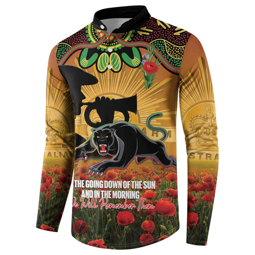 Personalised Panthers Rugby ANZAC Day Button Sweatshirt Last Post Poppy We Will Remember Them