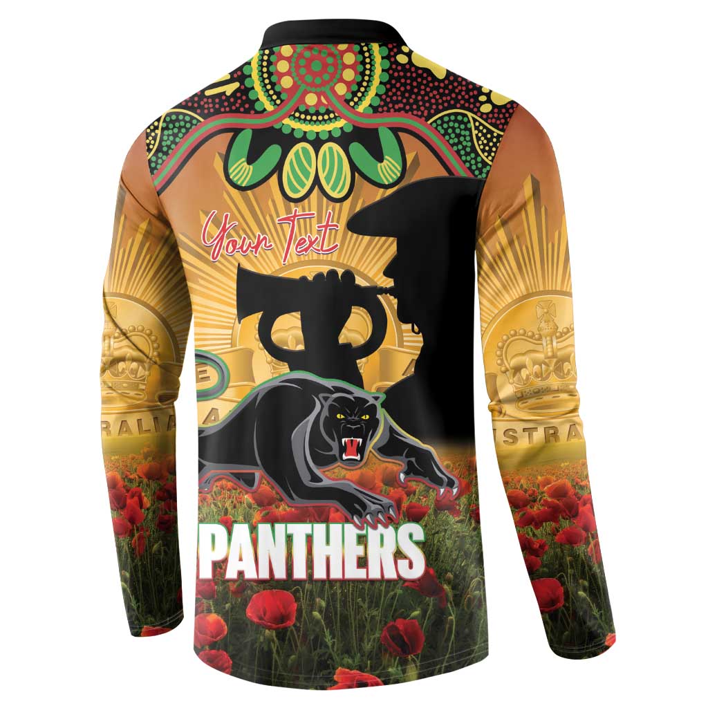 Personalised Panthers Rugby ANZAC Day Button Sweatshirt Last Post Poppy We Will Remember Them