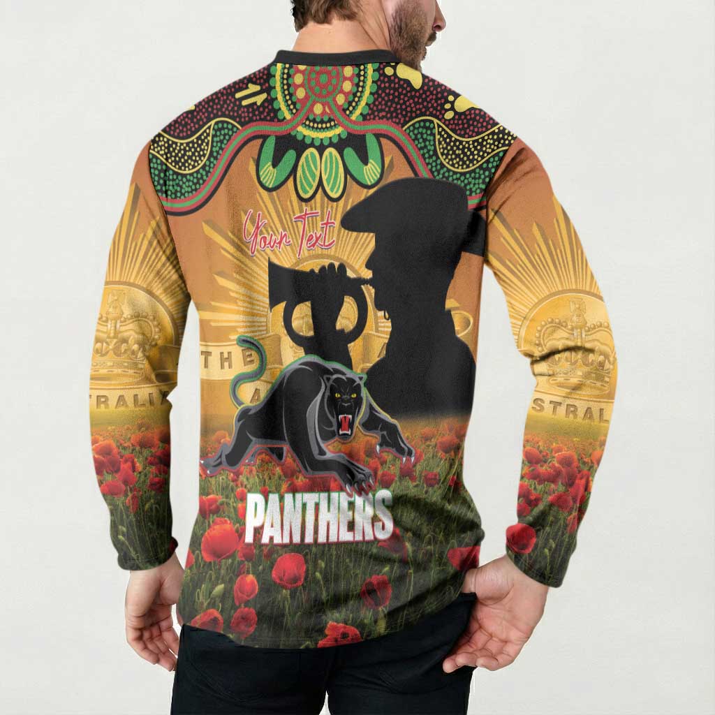 Personalised Panthers Rugby ANZAC Day Button Sweatshirt Last Post Poppy We Will Remember Them