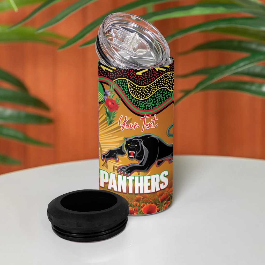 Personalised Panthers Rugby ANZAC Day 4 in 1 Can Cooler Tumbler Last Post Poppy We Will Remember Them