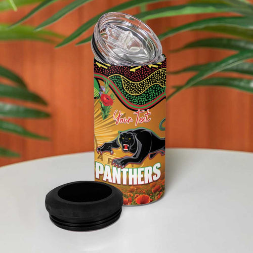 Personalised Panthers Rugby ANZAC Day 4 in 1 Can Cooler Tumbler Last Post Poppy We Will Remember Them