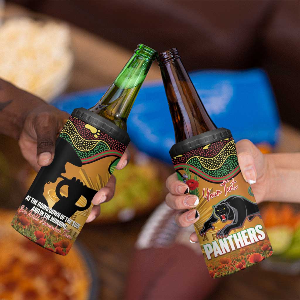 Personalised Panthers Rugby ANZAC Day 4 in 1 Can Cooler Tumbler Last Post Poppy We Will Remember Them