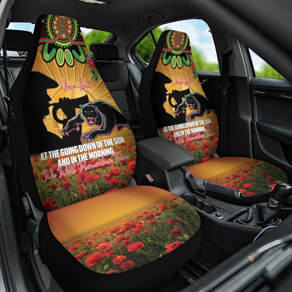 Personalised Panthers Rugby ANZAC Day Car Seat Cover Last Post Poppy We Will Remember Them