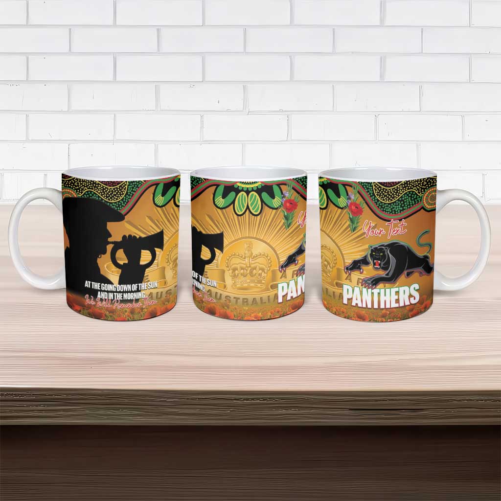 Personalised Panthers Rugby ANZAC Day Ceramic Mug Last Post Poppy We Will Remember Them