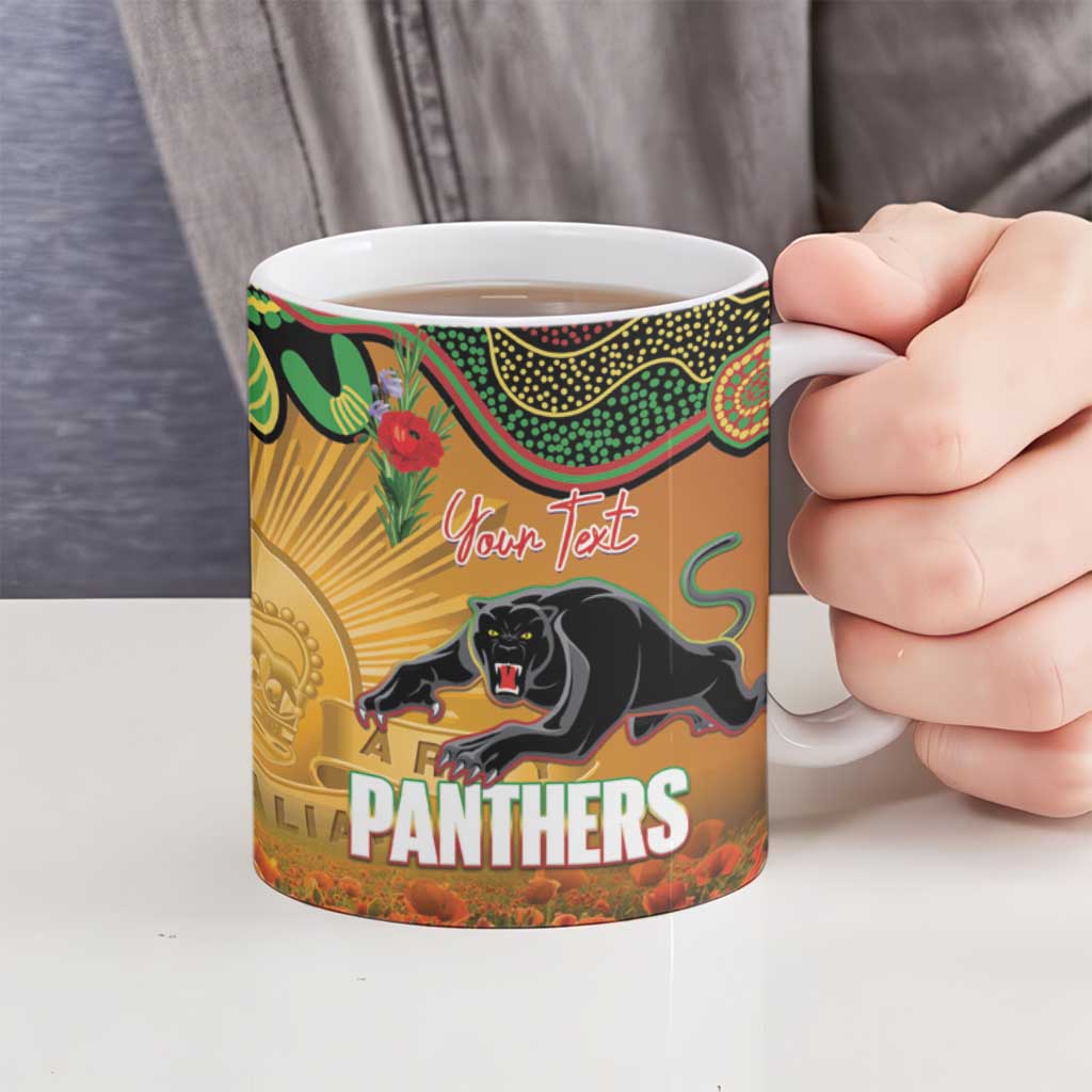 Personalised Panthers Rugby ANZAC Day Ceramic Mug Last Post Poppy We Will Remember Them