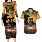 Personalised Panthers Rugby ANZAC Day Couples Matching Long Sleeve Bodycon Dress and Hawaiian Shirt Last Post Poppy We Will Remember Them