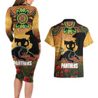 Personalised Panthers Rugby ANZAC Day Couples Matching Long Sleeve Bodycon Dress and Hawaiian Shirt Last Post Poppy We Will Remember Them