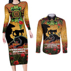 Personalised Panthers Rugby ANZAC Day Couples Matching Long Sleeve Bodycon Dress and Long Sleeve Button Shirt Last Post Poppy We Will Remember Them