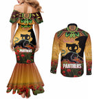 Personalised Panthers Rugby ANZAC Day Couples Matching Mermaid Dress and Long Sleeve Button Shirt Last Post Poppy We Will Remember Them