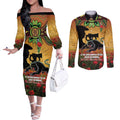 Personalised Panthers Rugby ANZAC Day Couples Matching Off The Shoulder Long Sleeve Dress and Long Sleeve Button Shirt Last Post Poppy We Will Remember Them