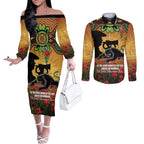 Personalised Panthers Rugby ANZAC Day Couples Matching Off The Shoulder Long Sleeve Dress and Long Sleeve Button Shirt Last Post Poppy We Will Remember Them