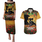 Personalised Panthers Rugby ANZAC Day Couples Matching Puletasi and Hawaiian Shirt Last Post Poppy We Will Remember Them