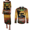 Personalised Panthers Rugby ANZAC Day Couples Matching Puletasi and Long Sleeve Button Shirt Last Post Poppy We Will Remember Them