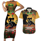 Personalised Panthers Rugby ANZAC Day Couples Matching Short Sleeve Bodycon Dress and Hawaiian Shirt Last Post Poppy We Will Remember Them