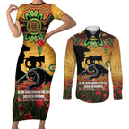 Personalised Panthers Rugby ANZAC Day Couples Matching Short Sleeve Bodycon Dress and Long Sleeve Button Shirt Last Post Poppy We Will Remember Them