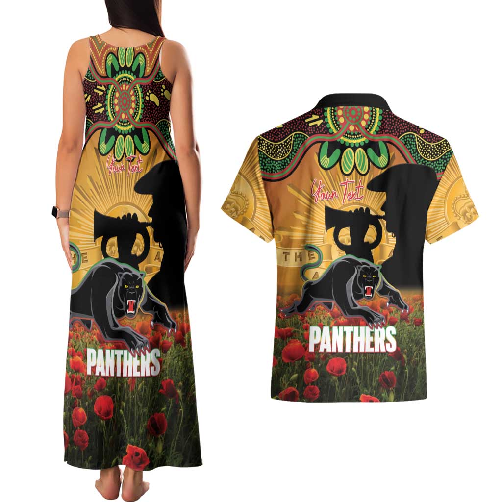 Personalised Panthers Rugby ANZAC Day Couples Matching Tank Maxi Dress and Hawaiian Shirt Last Post Poppy We Will Remember Them