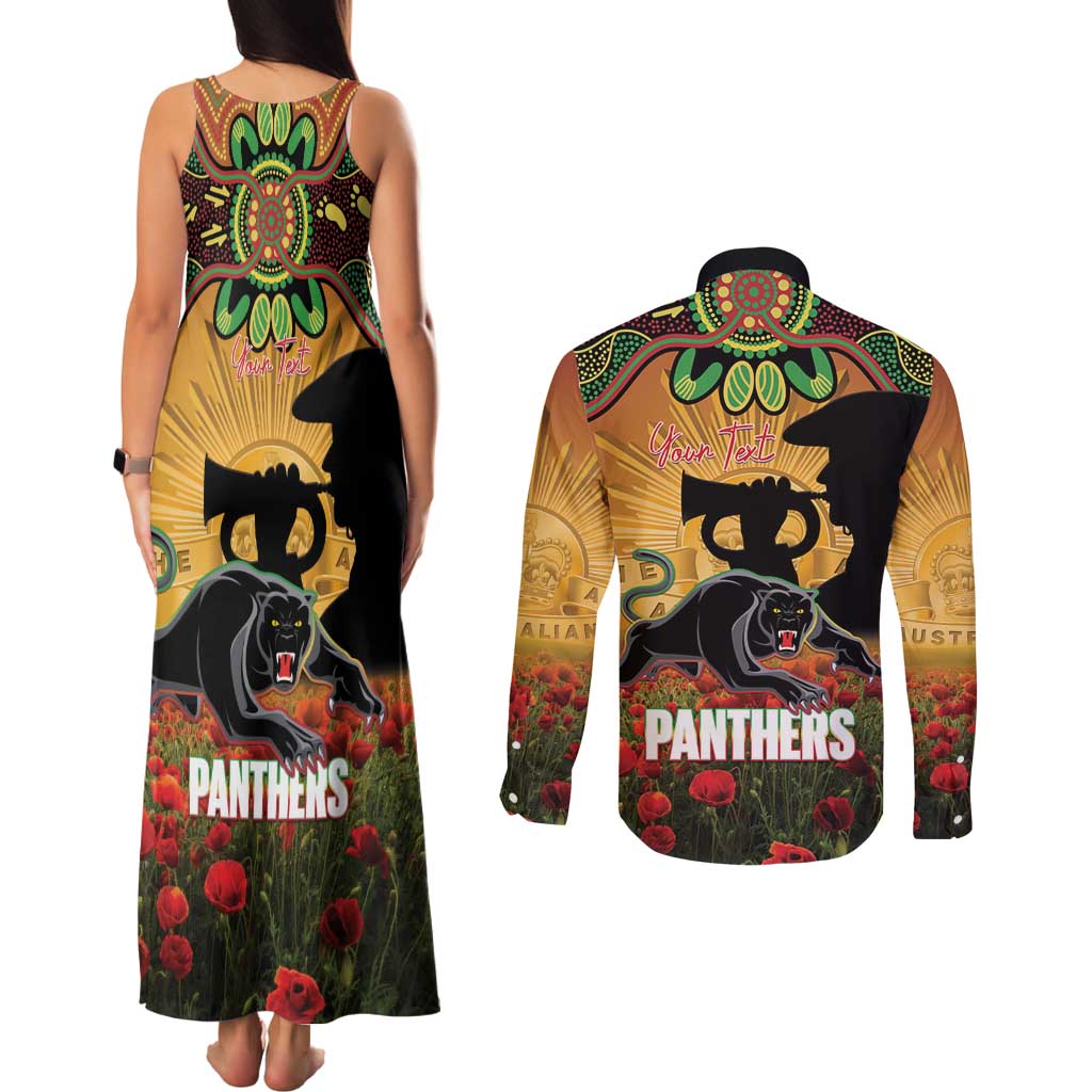 Personalised Panthers Rugby ANZAC Day Couples Matching Tank Maxi Dress and Long Sleeve Button Shirt Last Post Poppy We Will Remember Them