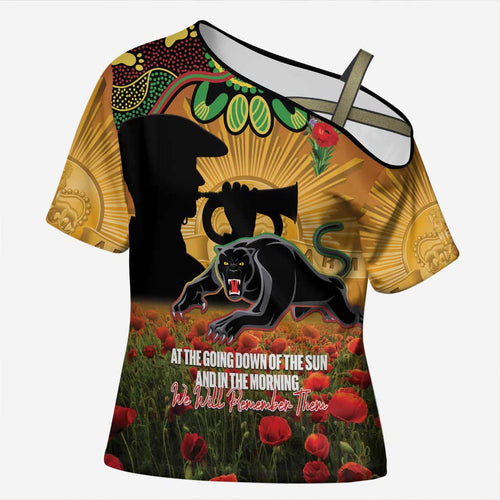 Personalised Panthers Rugby ANZAC Day Cross Shoulder Shirt Last Post Poppy We Will Remember Them
