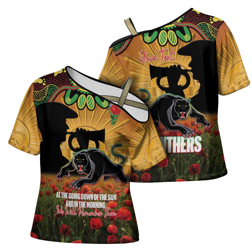 Personalised Panthers Rugby ANZAC Day Cross Shoulder Shirt Last Post Poppy We Will Remember Them