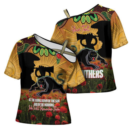Personalised Panthers Rugby ANZAC Day Cross Shoulder Shirt Last Post Poppy We Will Remember Them