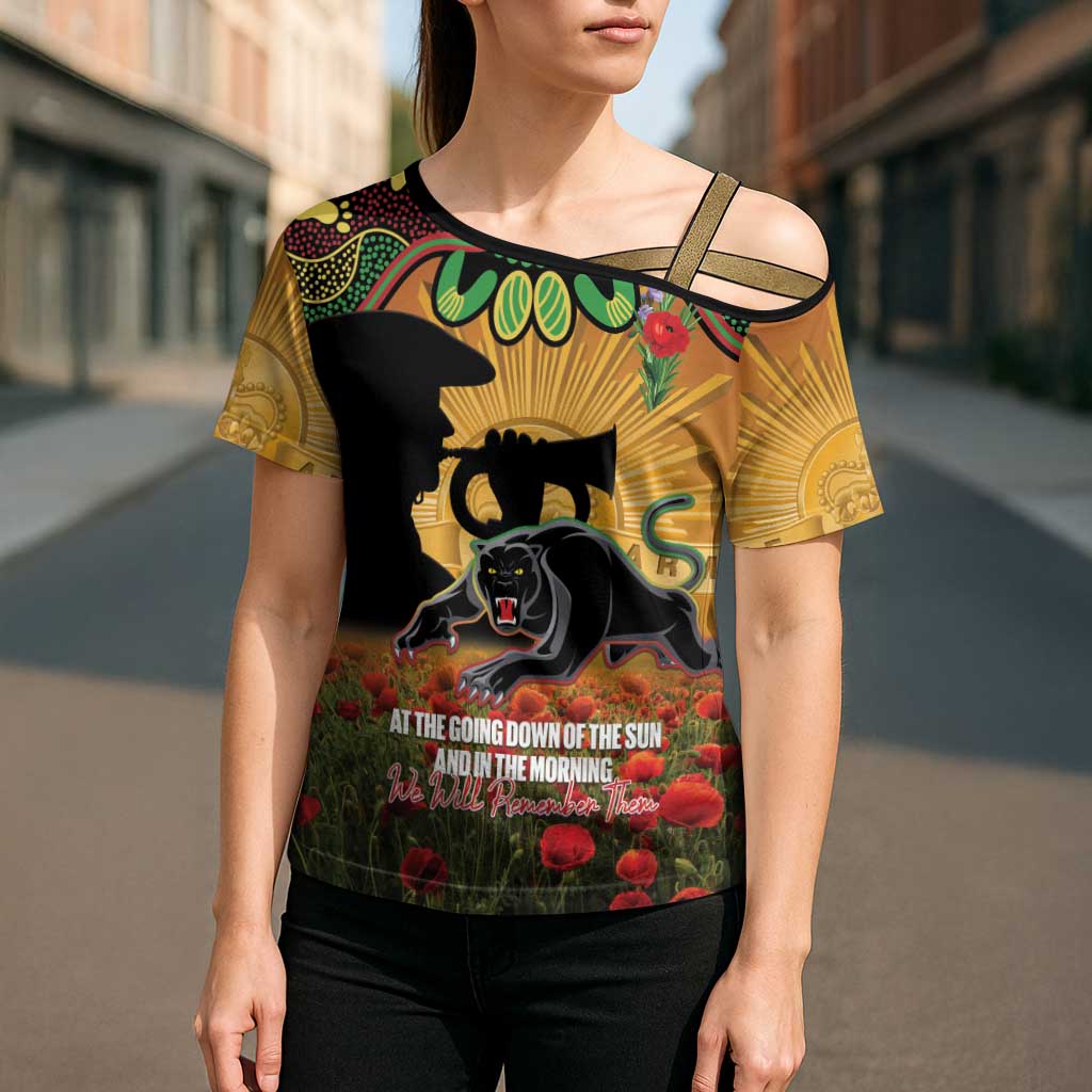 Personalised Panthers Rugby ANZAC Day Cross Shoulder Shirt Last Post Poppy We Will Remember Them