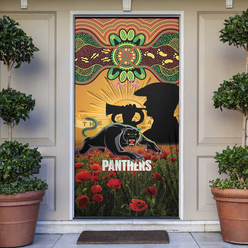 Personalised Panthers Rugby ANZAC Day Door Cover Last Post Poppy We Will Remember Them