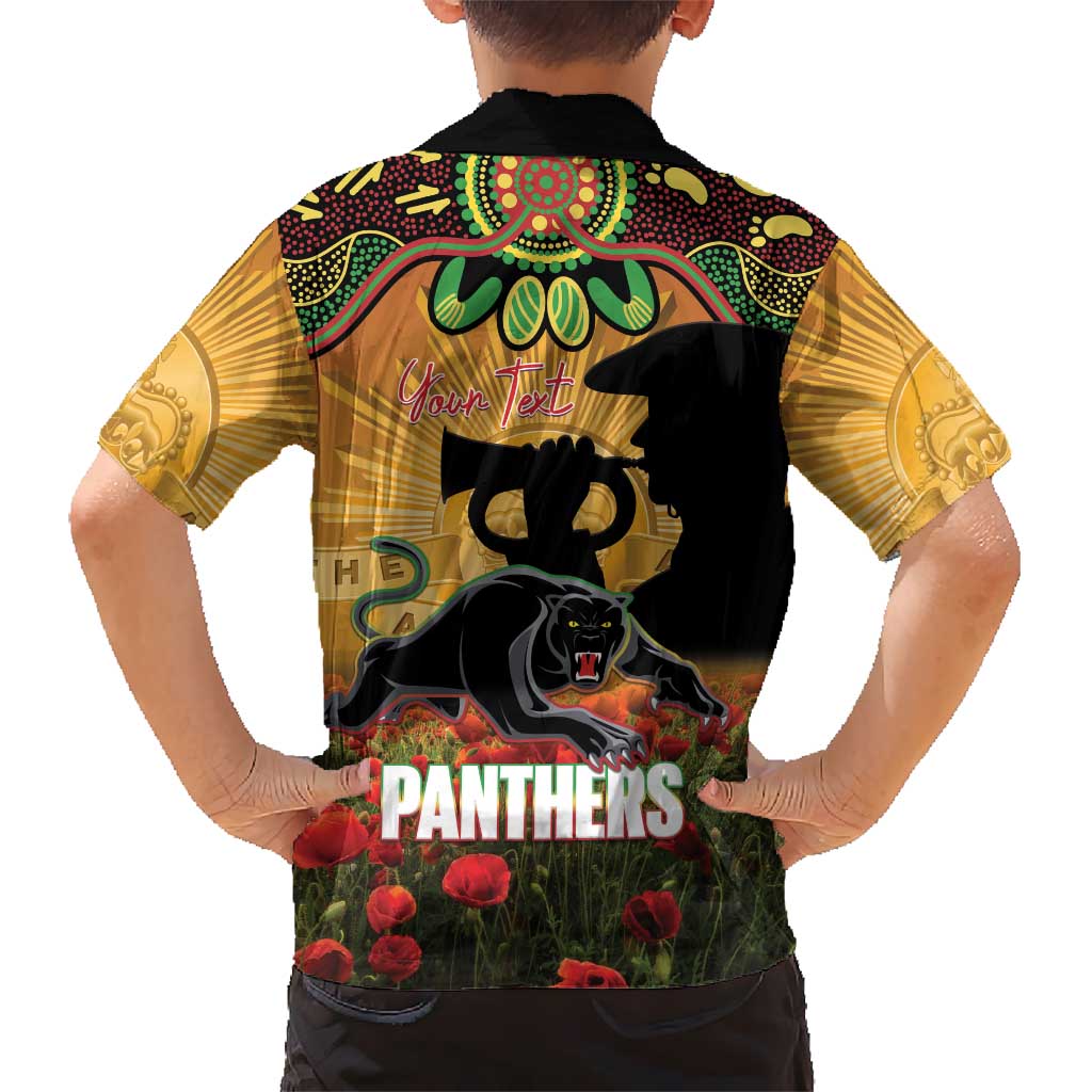 Personalised Panthers Rugby ANZAC Day Family Matching Long Sleeve Bodycon Dress and Hawaiian Shirt Last Post Poppy We Will Remember Them