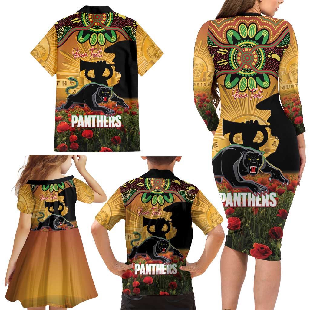 Personalised Panthers Rugby ANZAC Day Family Matching Long Sleeve Bodycon Dress and Hawaiian Shirt Last Post Poppy We Will Remember Them