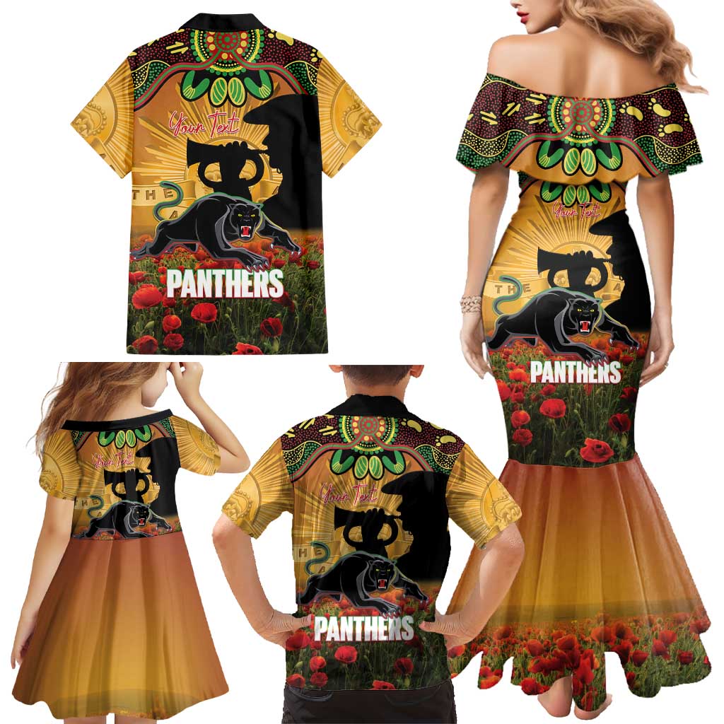 Personalised Panthers Rugby ANZAC Day Family Matching Mermaid Dress and Hawaiian Shirt Last Post Poppy We Will Remember Them