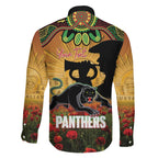 Personalised Panthers Rugby ANZAC Day Family Matching Mermaid Dress and Hawaiian Shirt Last Post Poppy We Will Remember Them