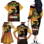 Personalised Panthers Rugby ANZAC Day Family Matching Off The Shoulder Long Sleeve Dress and Hawaiian Shirt Last Post Poppy We Will Remember Them