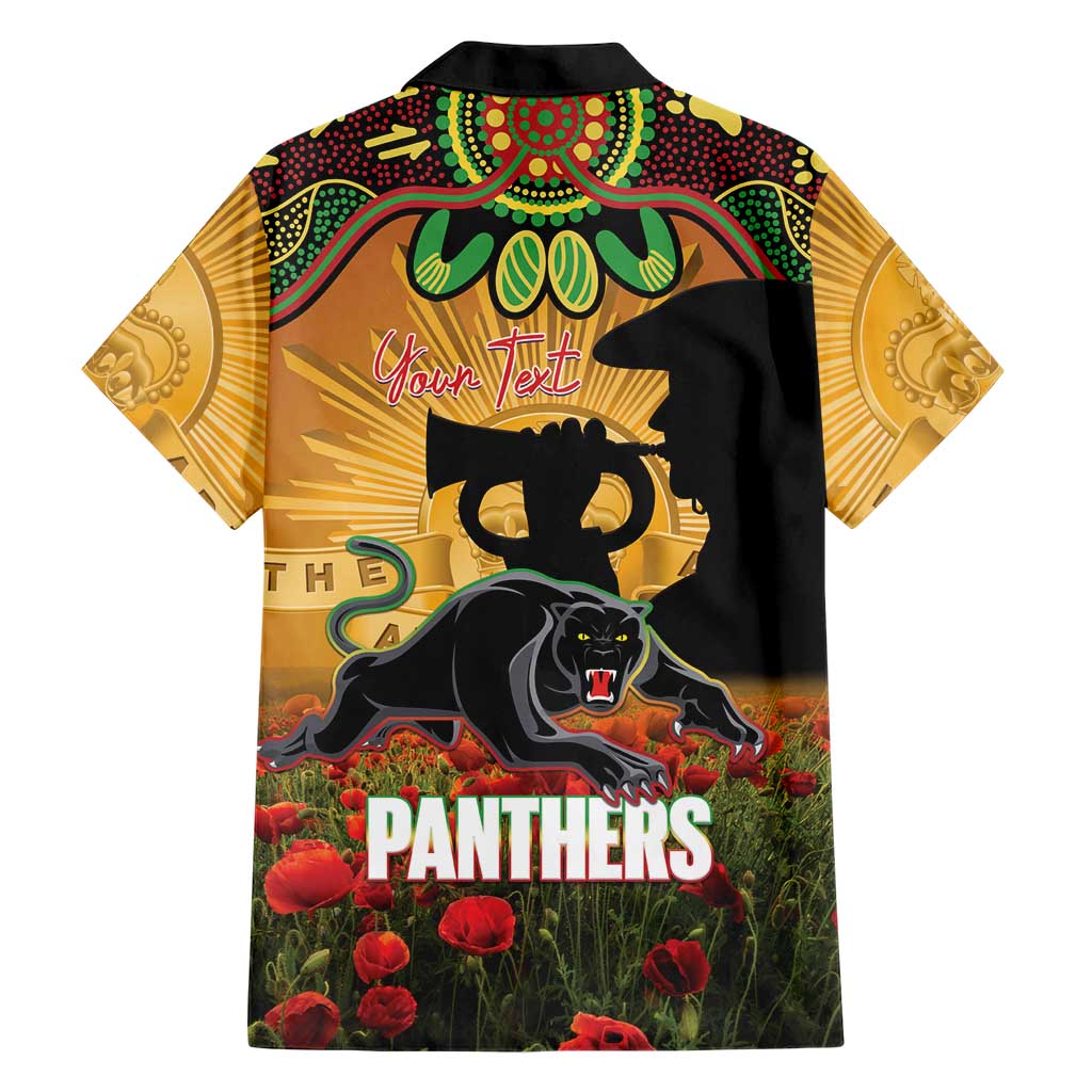 Personalised Panthers Rugby ANZAC Day Family Matching Off Shoulder Maxi Dress and Hawaiian Shirt Last Post Poppy We Will Remember Them