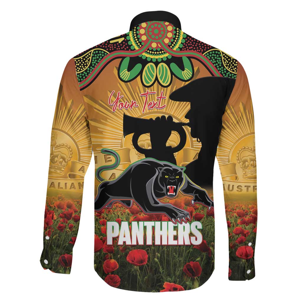 Personalised Panthers Rugby ANZAC Day Family Matching Off Shoulder Maxi Dress and Hawaiian Shirt Last Post Poppy We Will Remember Them