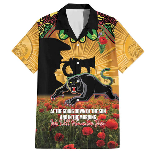 Personalised Panthers Rugby ANZAC Day Family Matching Off Shoulder Short Dress and Hawaiian Shirt Last Post Poppy We Will Remember Them