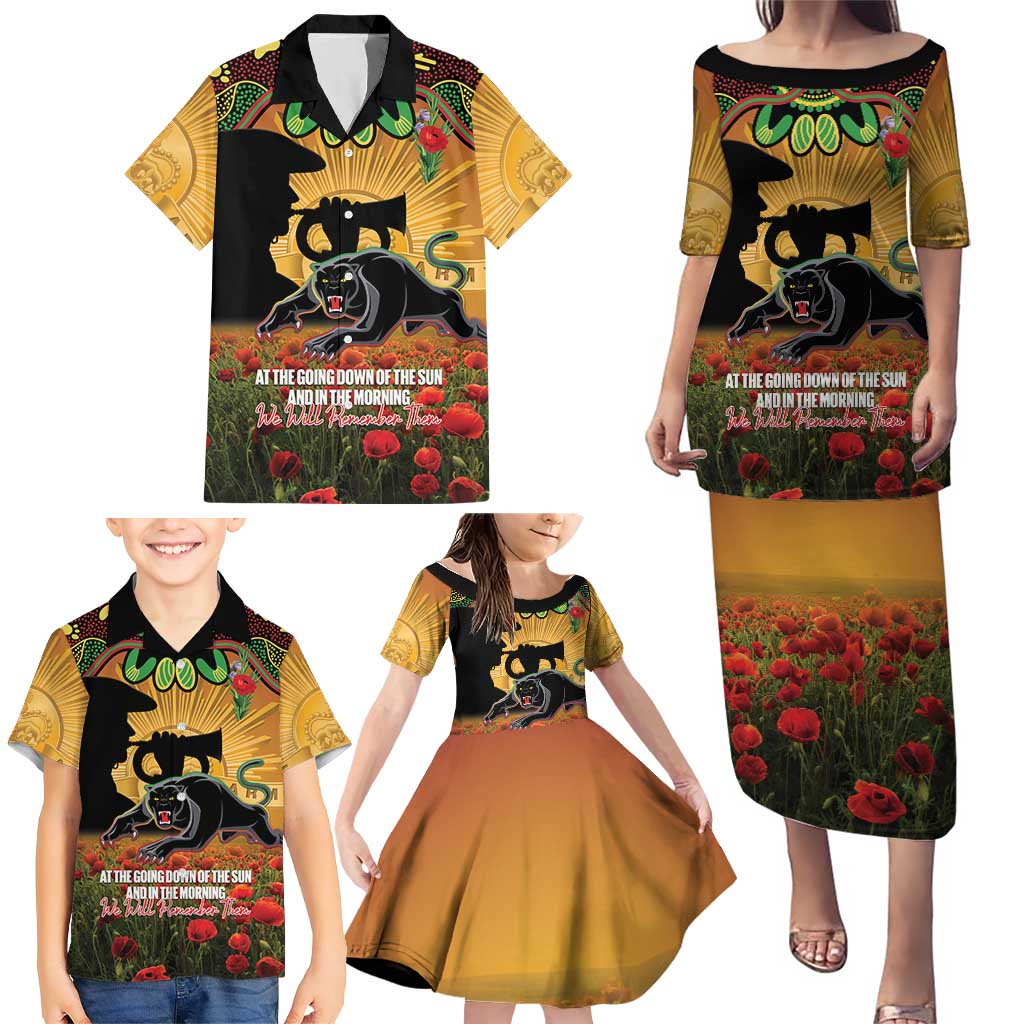 Personalised Panthers Rugby ANZAC Day Family Matching Puletasi and Hawaiian Shirt Last Post Poppy We Will Remember Them