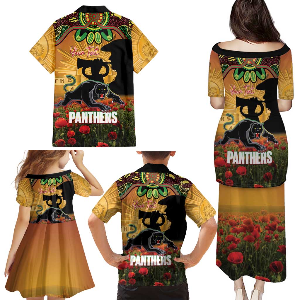 Personalised Panthers Rugby ANZAC Day Family Matching Puletasi and Hawaiian Shirt Last Post Poppy We Will Remember Them