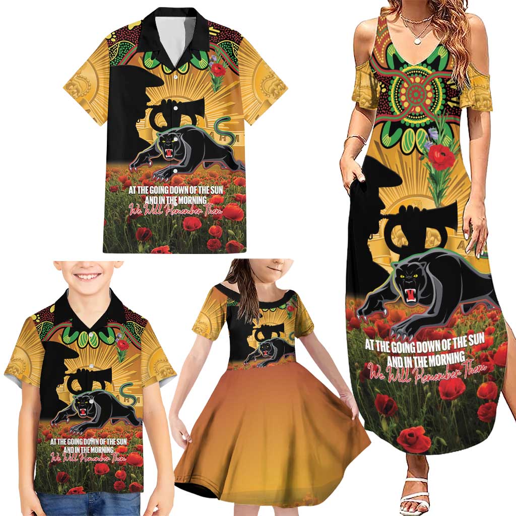 Personalised Panthers Rugby ANZAC Day Family Matching Summer Maxi Dress and Hawaiian Shirt Last Post Poppy We Will Remember Them