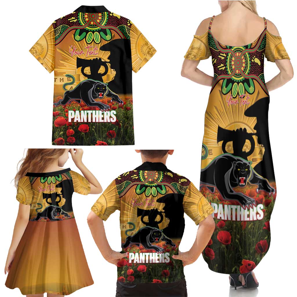 Personalised Panthers Rugby ANZAC Day Family Matching Summer Maxi Dress and Hawaiian Shirt Last Post Poppy We Will Remember Them
