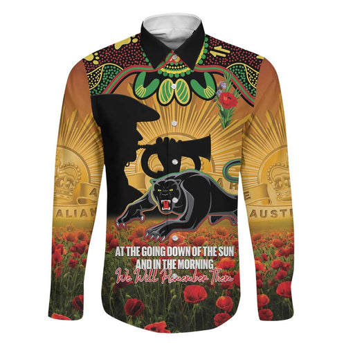 Personalised Panthers Rugby ANZAC Day Family Matching Summer Maxi Dress and Hawaiian Shirt Last Post Poppy We Will Remember Them