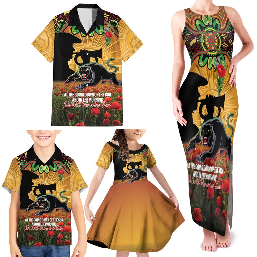 Personalised Panthers Rugby ANZAC Day Family Matching Tank Maxi Dress and Hawaiian Shirt Last Post Poppy We Will Remember Them