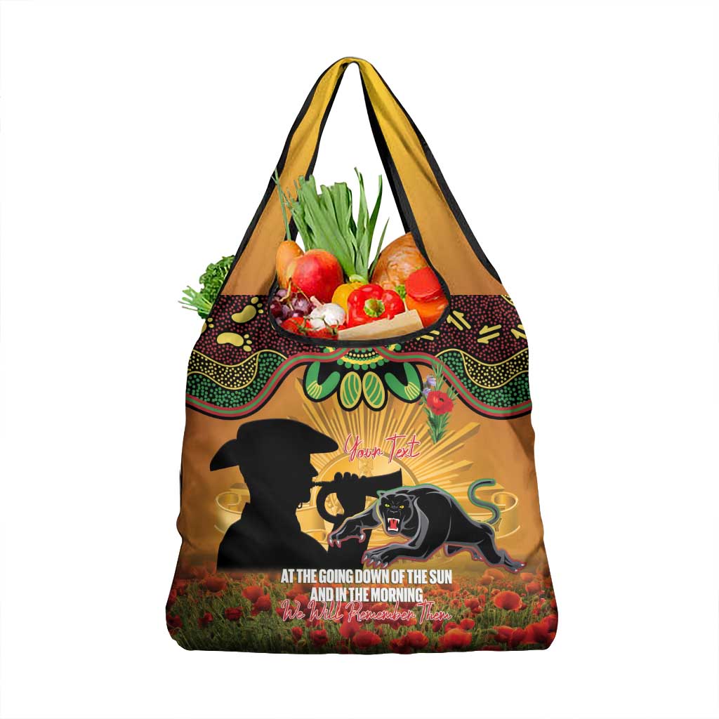Personalised Panthers Rugby ANZAC Day Grocery Bag Last Post Poppy We Will Remember Them