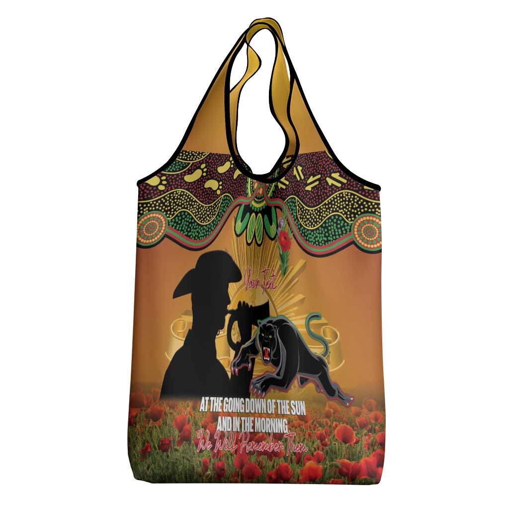 Personalised Panthers Rugby ANZAC Day Grocery Bag Last Post Poppy We Will Remember Them
