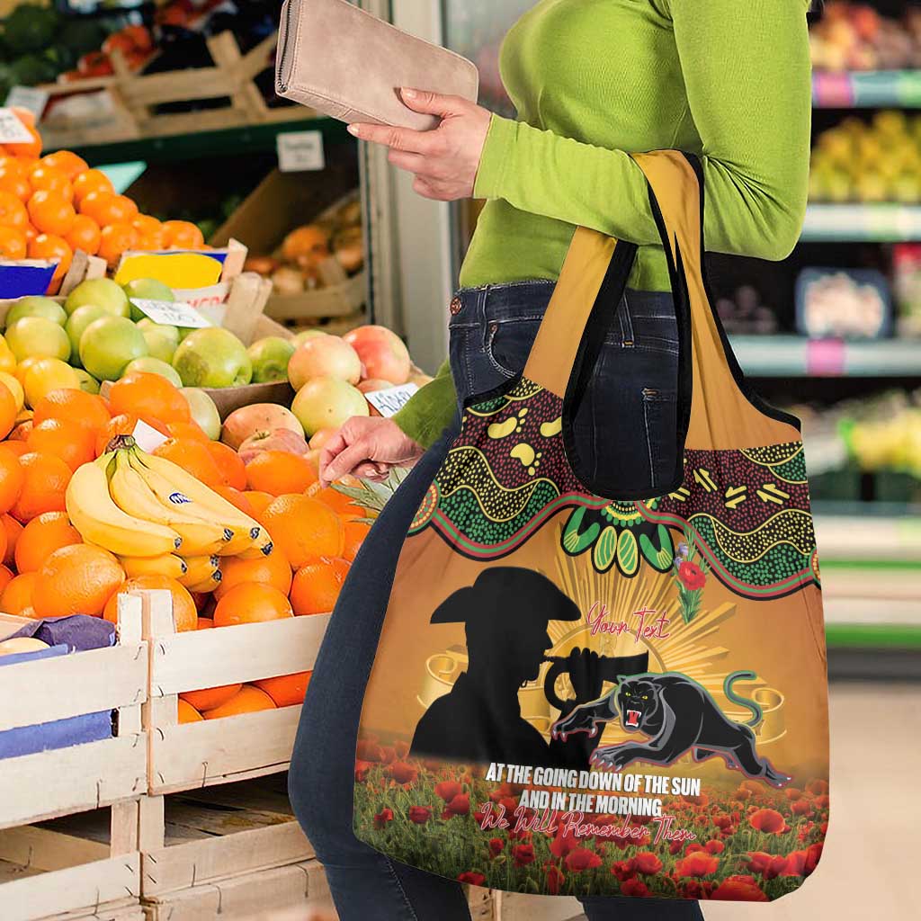 Personalised Panthers Rugby ANZAC Day Grocery Bag Last Post Poppy We Will Remember Them