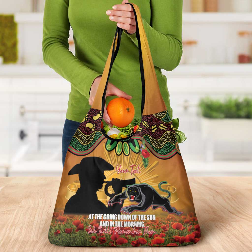 Personalised Panthers Rugby ANZAC Day Grocery Bag Last Post Poppy We Will Remember Them