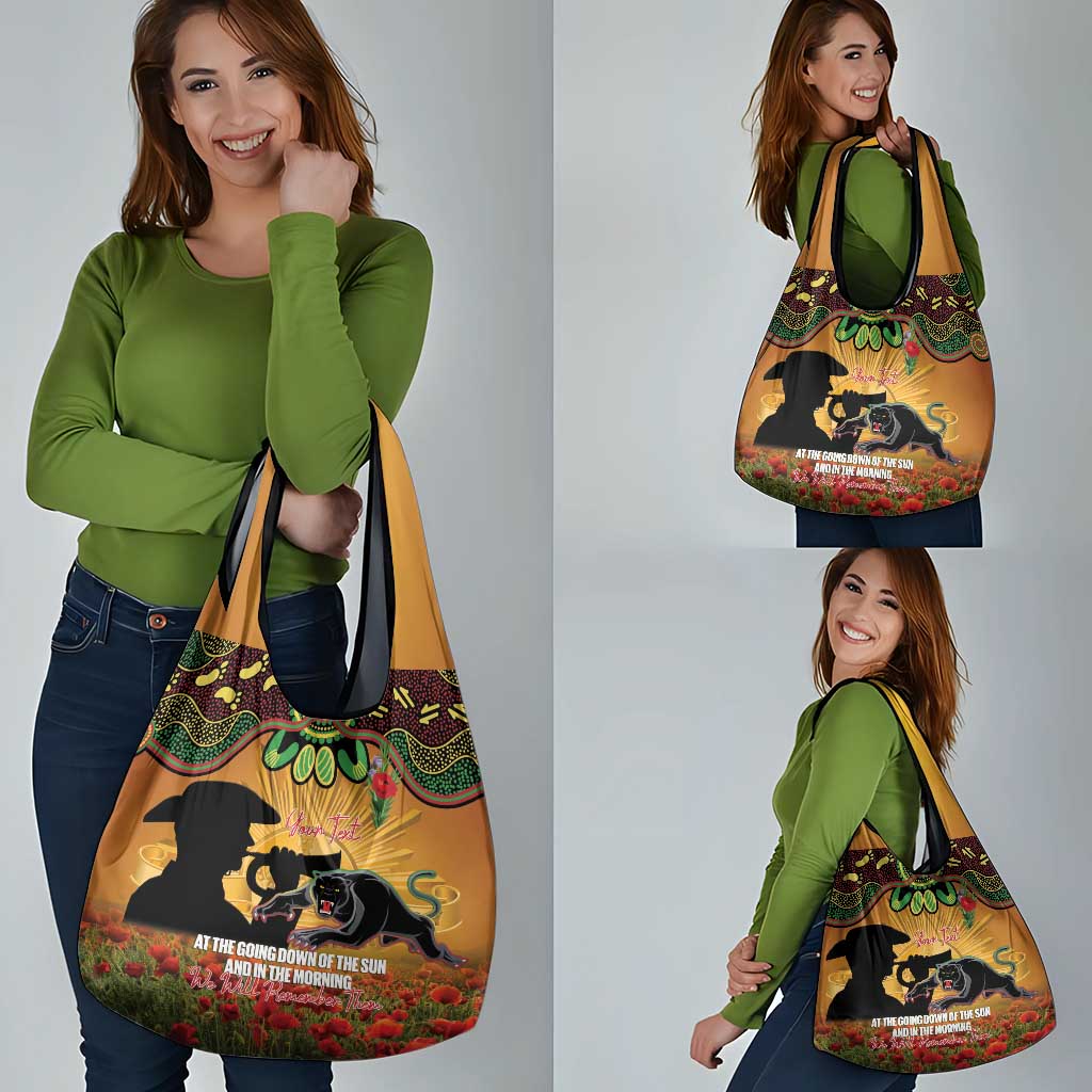 Personalised Panthers Rugby ANZAC Day Grocery Bag Last Post Poppy We Will Remember Them
