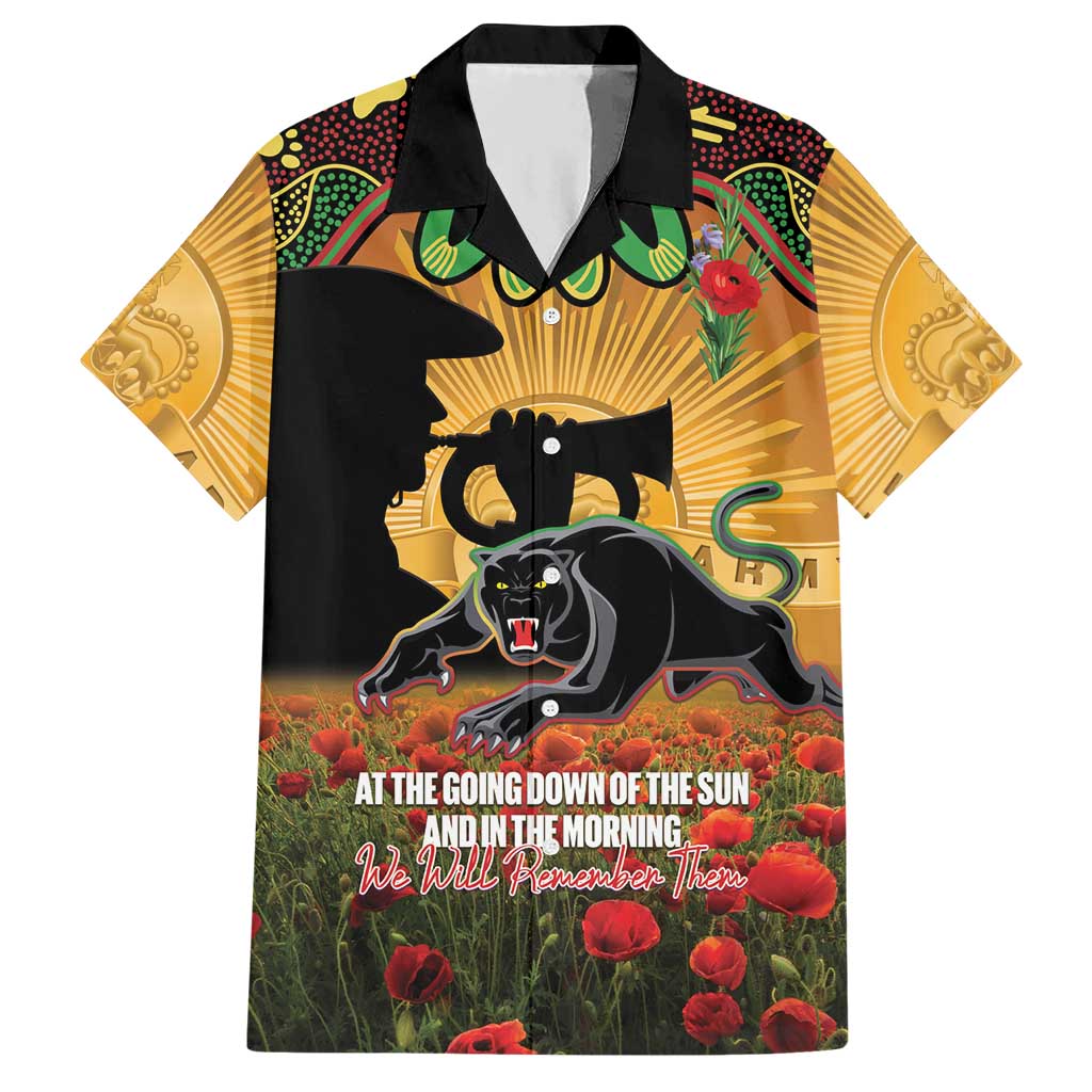 Personalised Panthers Rugby ANZAC Day Hawaiian Shirt Last Post Poppy We Will Remember Them