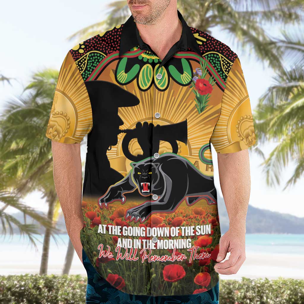 Personalised Panthers Rugby ANZAC Day Hawaiian Shirt Last Post Poppy We Will Remember Them