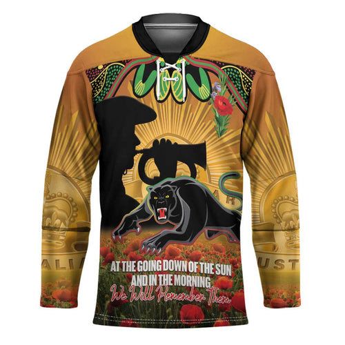 Personalised Panthers Rugby ANZAC Day Hockey Jersey Last Post Poppy We Will Remember Them